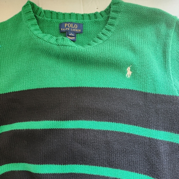 Polo men's sweater green and blue stripes. - Picture 5 of 8